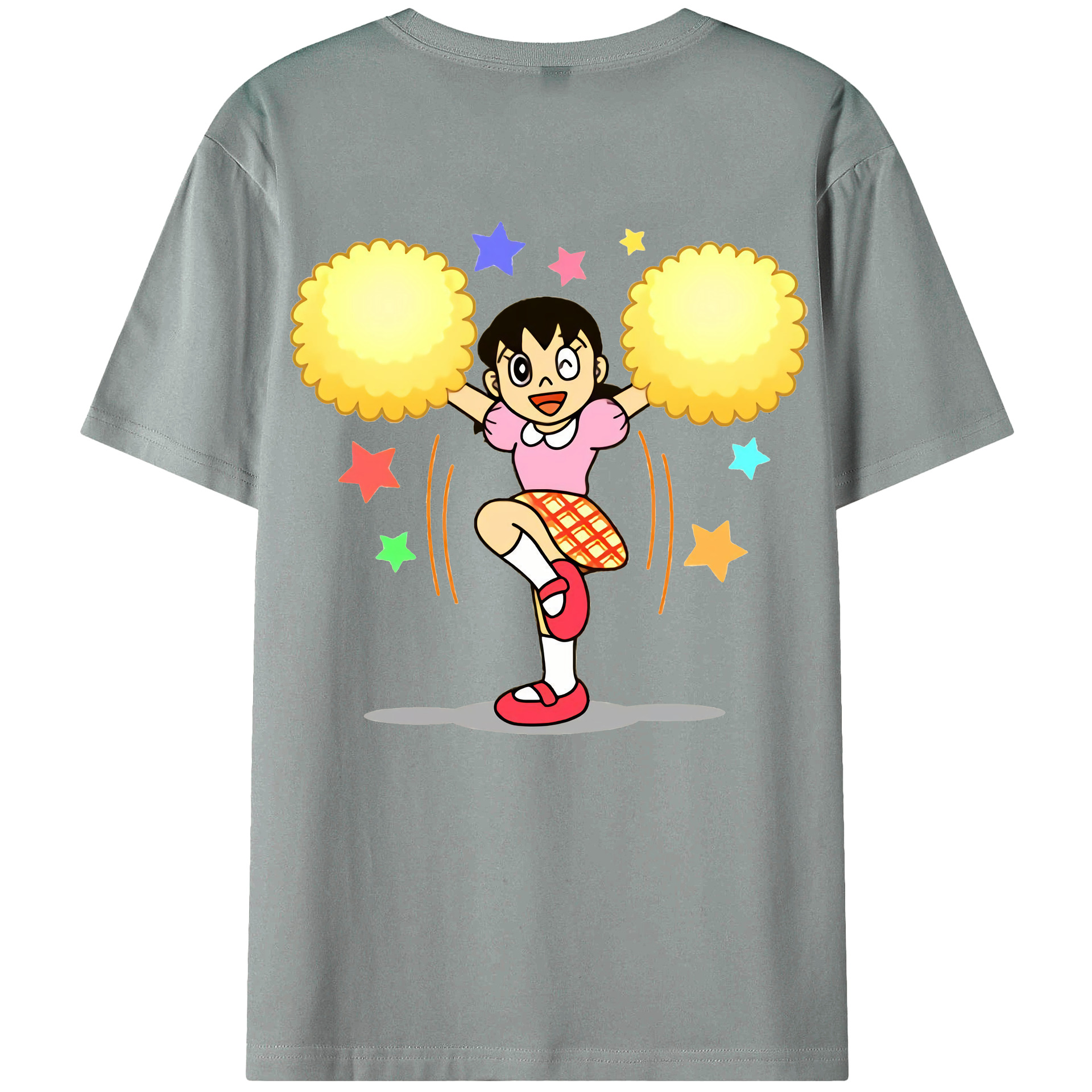 （画像用） ドラえもん みなもと しずか Doraemon Shizuka Minamoto 綿100％ メンズ半袖Tシャツ（バックプリント） 通気性